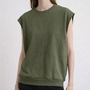 Olive Green Sleeveless Crewneck Pullover Tee